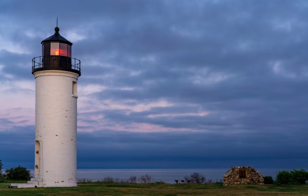 Beaver Island Lighthouse HDR overlooking Lake Michigan