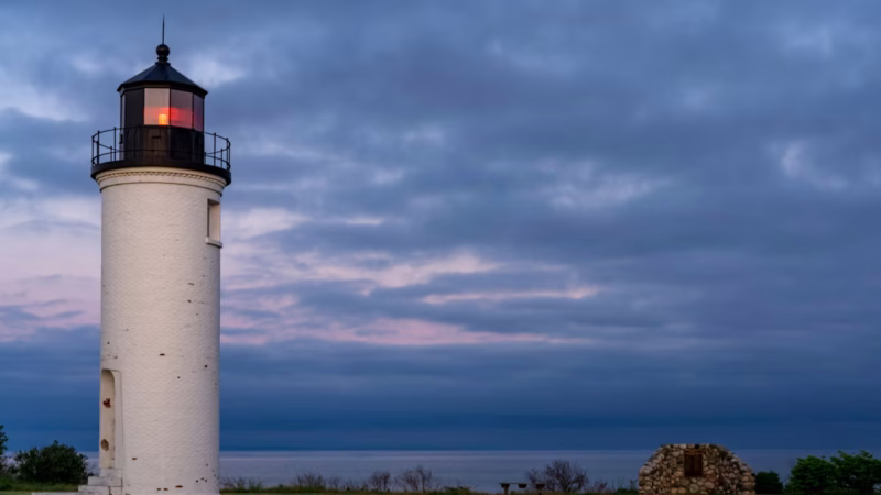 Beaver Island Lighthouse HDR overlooking Lake Michigan